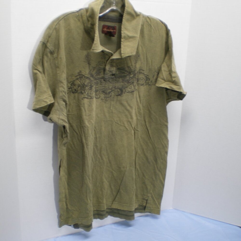 American Rag cie Olive Green Polo Shirt with Design, Distressed, Size XL